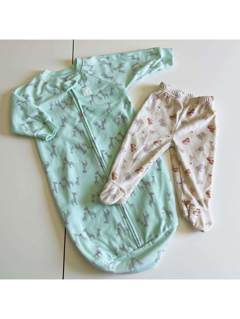 Bundle Of 2 Infant Baby's Unisex Zoo Animal Themed Clothing